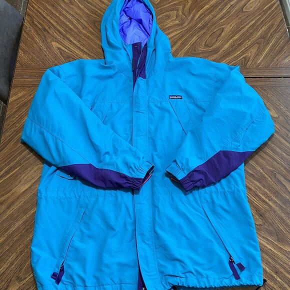 Patagonia Other - Patagonia Turquoise  Zip Jacket Windbreaker Hoodie Multi Pockets L Vtg 90’s SEE
